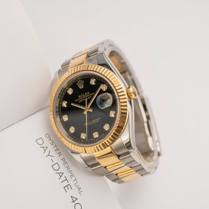 Rolex Datejust 36 Mm Oystersteel And Yellow Gold Bright Black Diamond Set M126233 0022