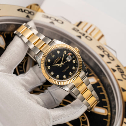 Rolex Datejust 36 Mm Oystersteel And Yellow Gold Bright Black Diamond Set M126233 0022