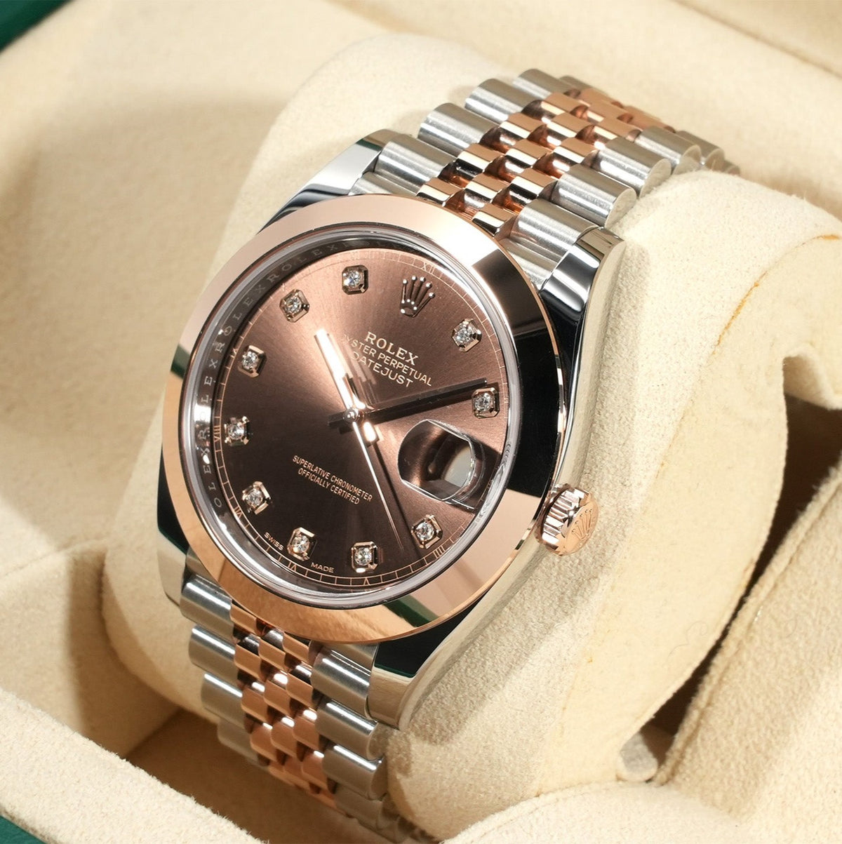 Rolex Datejust 41 Mm Oystersteel And Everose Gold Chocolate Diamond Set M126301 0004