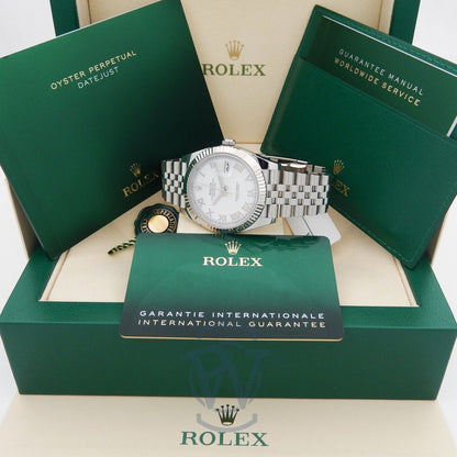 Rolex Datejust 41 White Roman Dial Fluted Bezel Stainless Steel Jubilee Bracelet