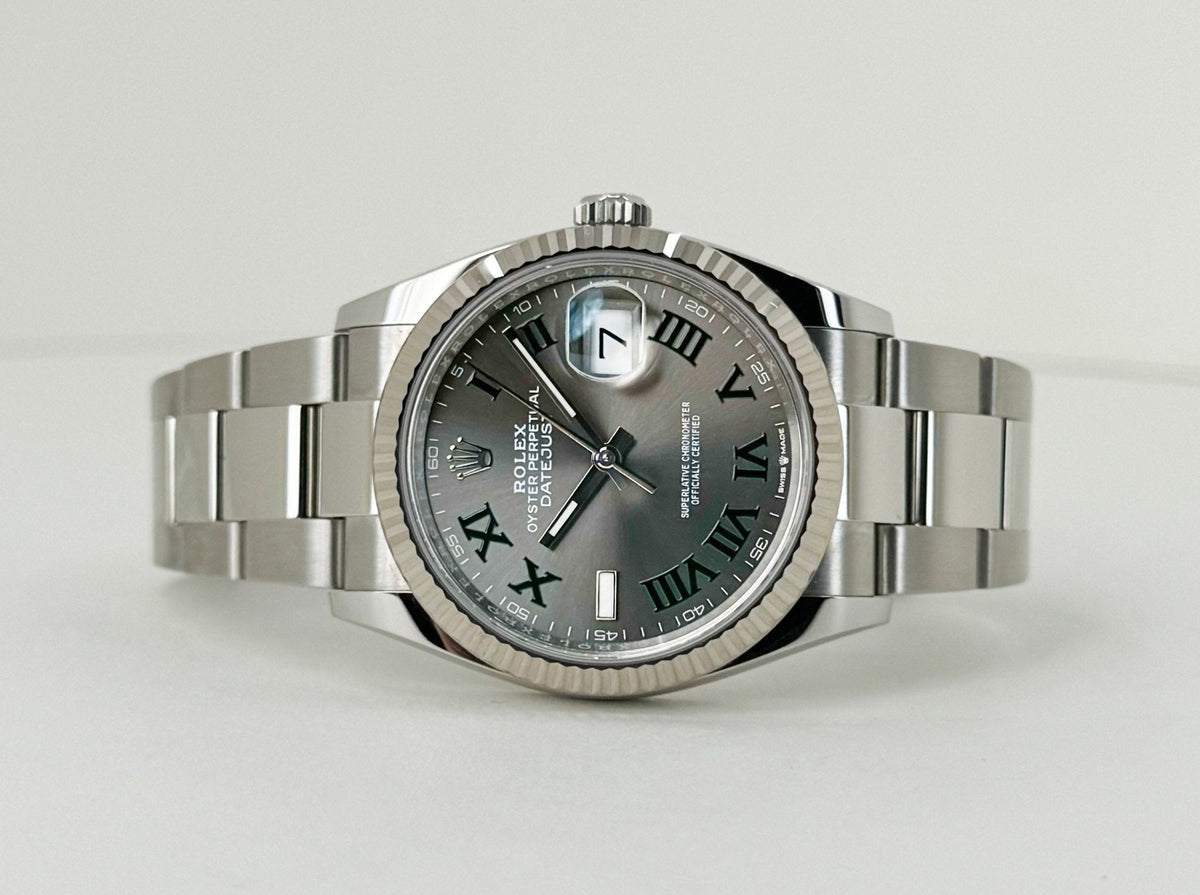 Rolex Datejust Automatic Grey Dial 18Kt White Gold Men'S Watch