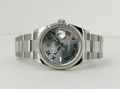 Rolex Datejust Automatic Grey Dial 18Kt White Gold Men'S Watch