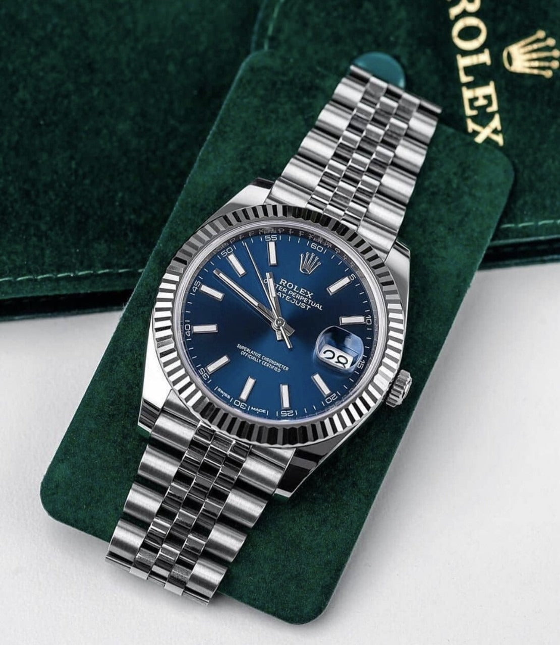 Rolex Datejust Blue Index Jubilee 41Mm Stainless Steel Mens Watch 126334