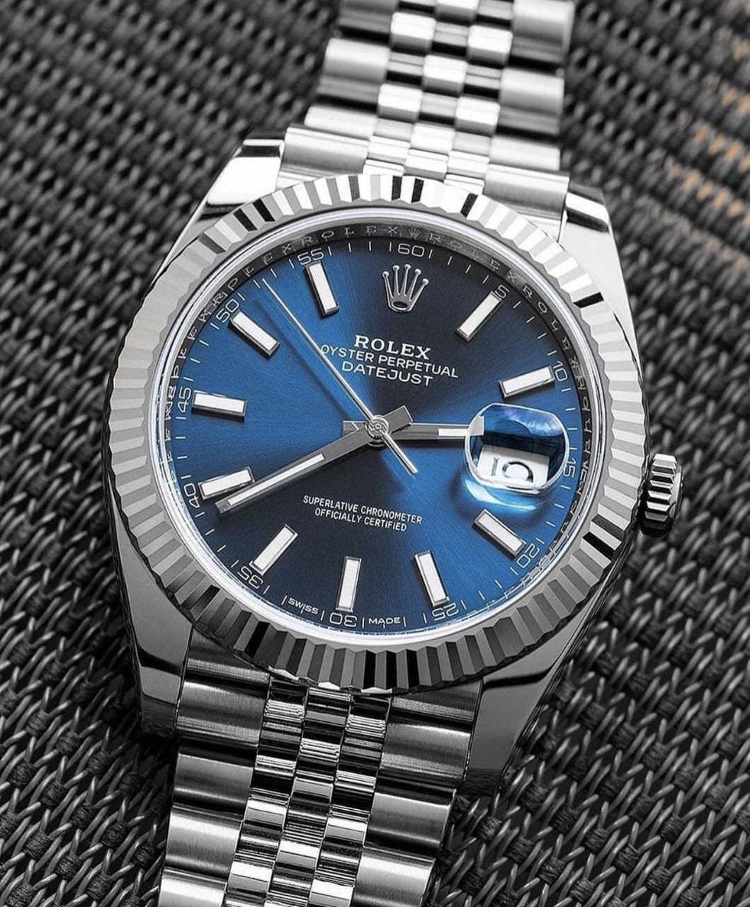 Rolex Datejust Blue Index Jubilee 41Mm Stainless Steel Mens Watch 126334
