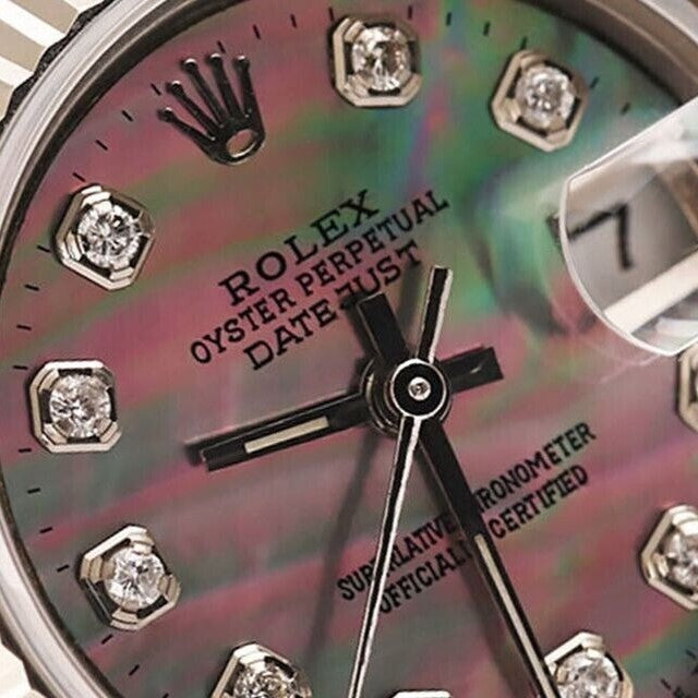 Rolex Datejust Lady 79174 White Gold Jubilee Mother of Pearl Black Diamond Dial