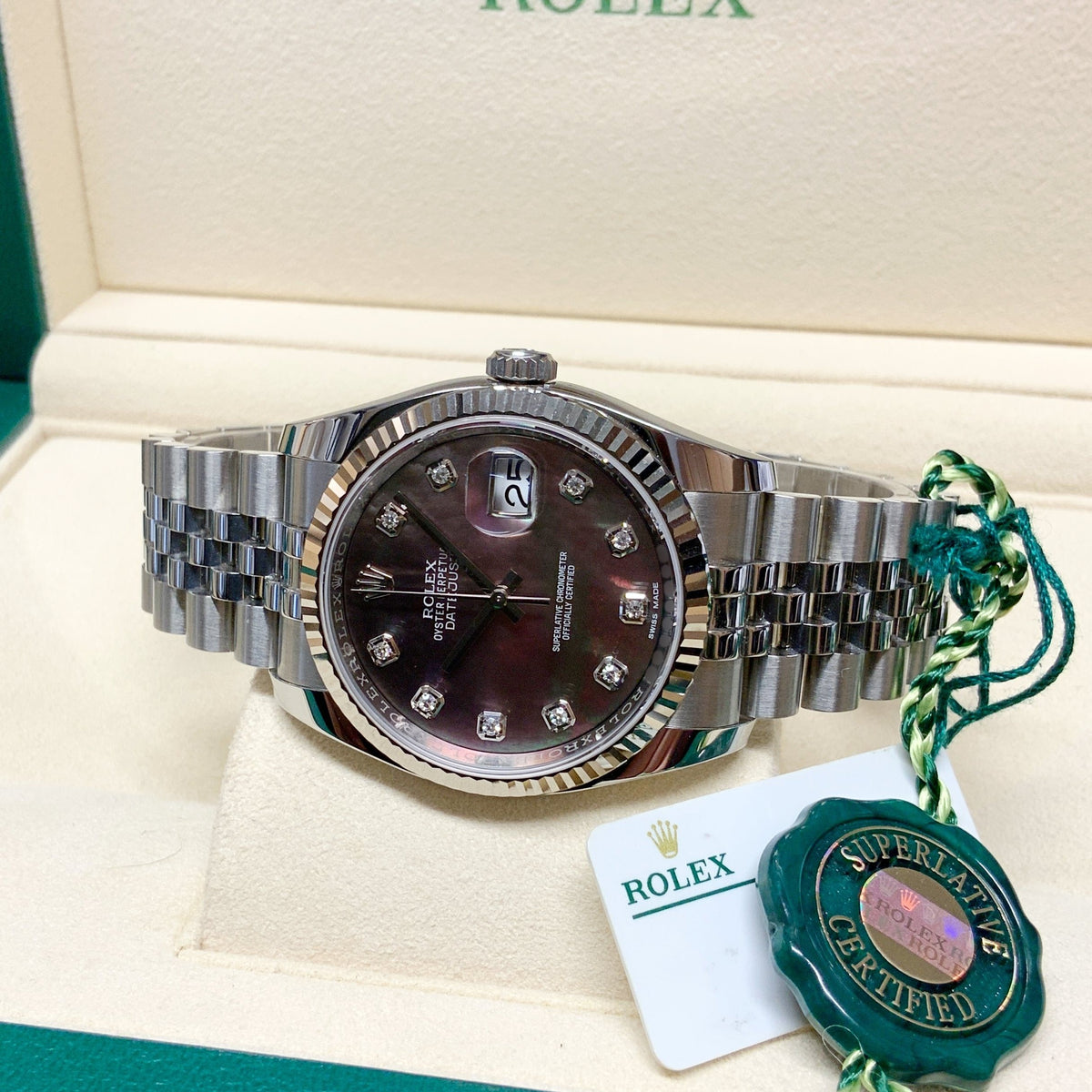 Rolex Datejust Mother of Pearl Black Diamond Dial 116234 36MM