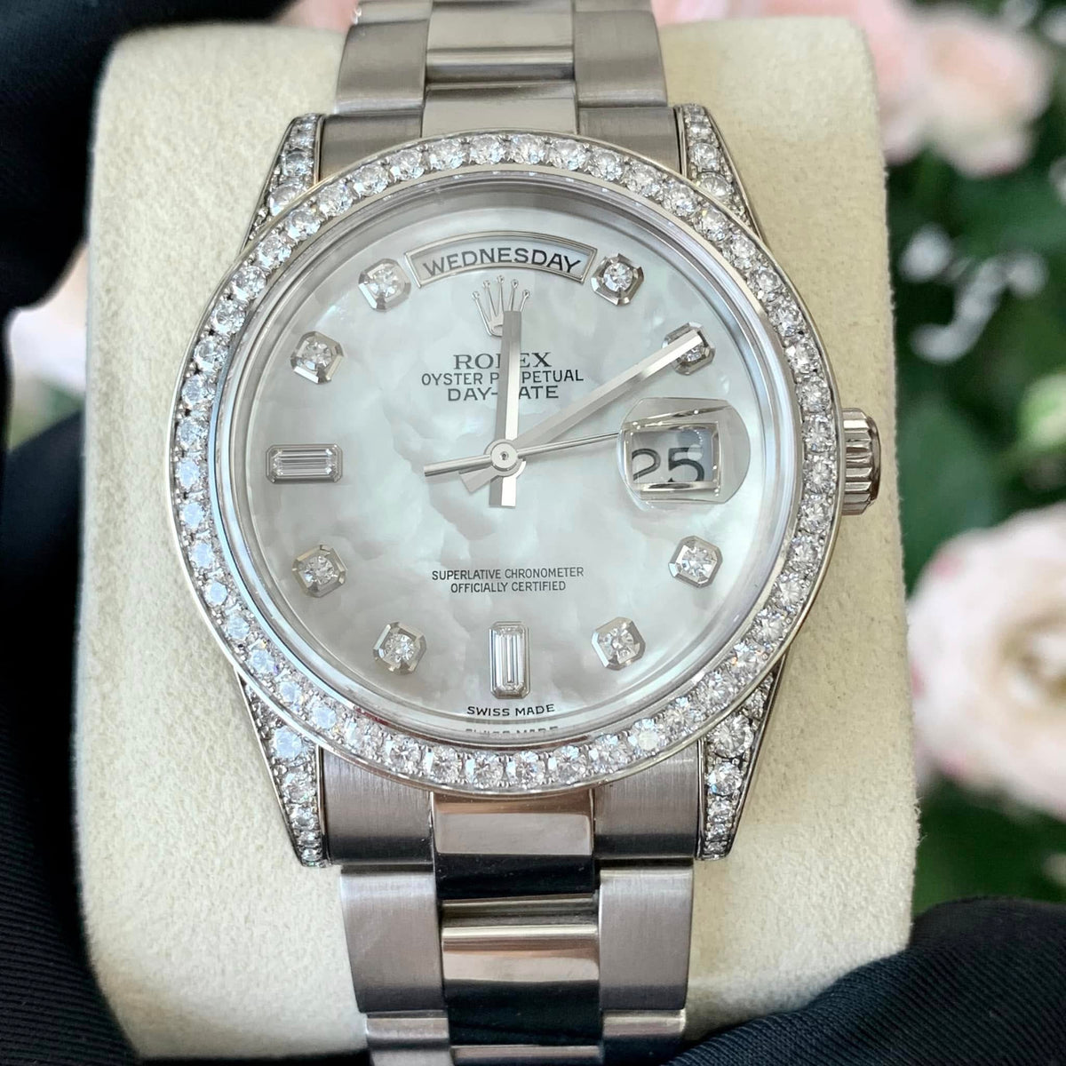 Rolex Day Date 128396Tbr 36Mm White Mother Of Pearl
