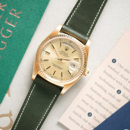 Rolex Day-Date 18038 Yellow Gold 36 MM Case Champagne Baton Dial type