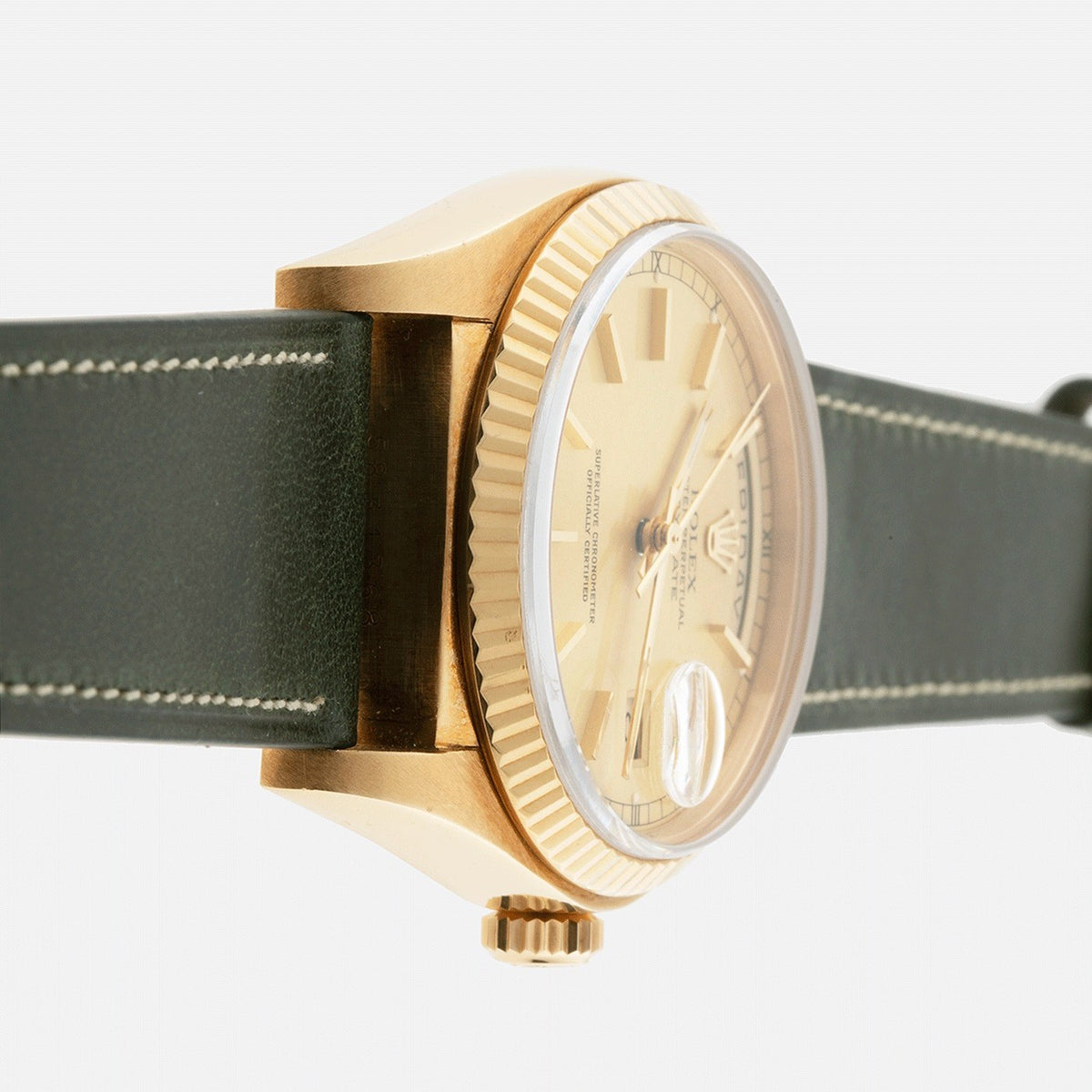 Rolex Day-Date 18038 Yellow Gold 36 MM Case Champagne Baton Dial type
