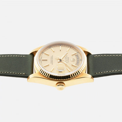 Rolex Day-Date 18038 Yellow Gold 36 MM Case Champagne Baton Dial type
