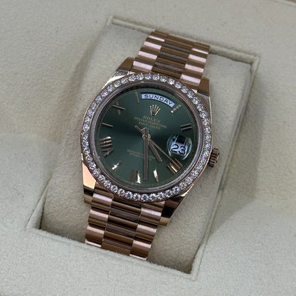 Rolex Day Date 40 Mm Everose Gold Olive Green Dial M228345Rbr 0011