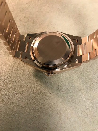 Rolex Day Date 40 Mm Everose Gold Slate Diamond Set Dial Diamond Set Bezel President Bracelet M128345Rbr