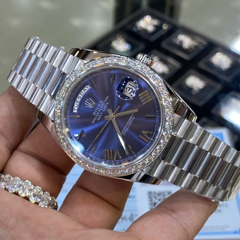 Rolex Day Date 40 Mm Platinum Bright Blue M228396Tbr 0026
