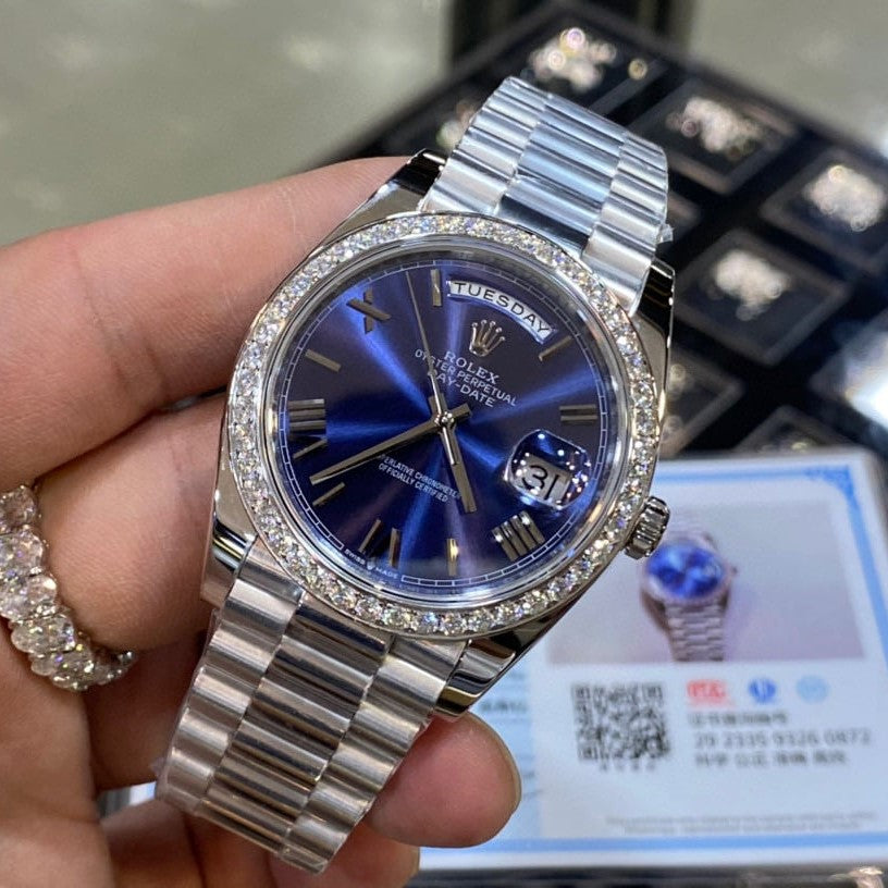Rolex Day Date 40 Mm Platinum Bright Blue M228396Tbr 0026
