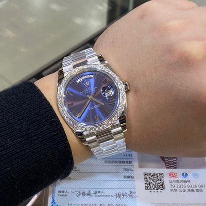 Rolex Day Date 40 Mm Platinum Bright Blue M228396Tbr 0026