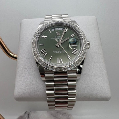 Rolex Day Date 40 Mm Platinum Olive Green M228396Tbr 0020