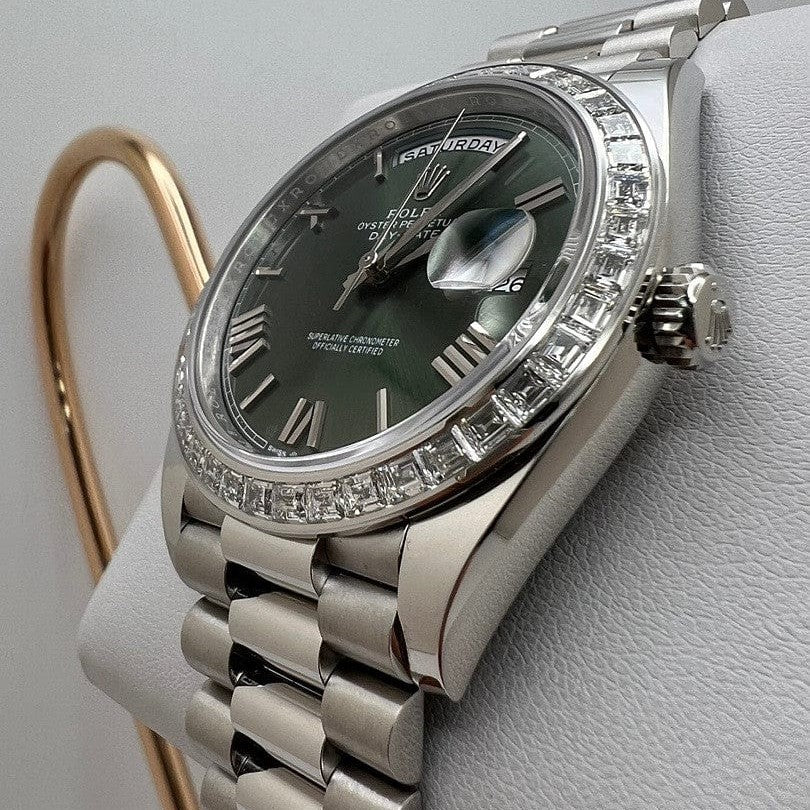 Rolex Day Date 40 Mm Platinum Olive Green M228396Tbr 0020