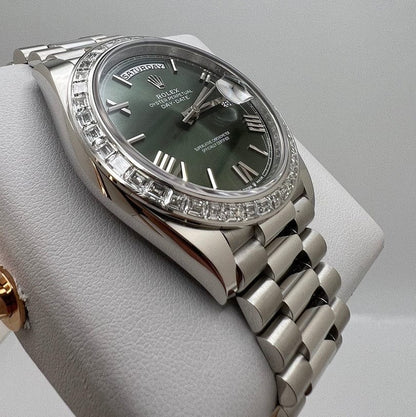 Rolex Day Date 40 Mm Platinum Olive Green M228396Tbr 0020