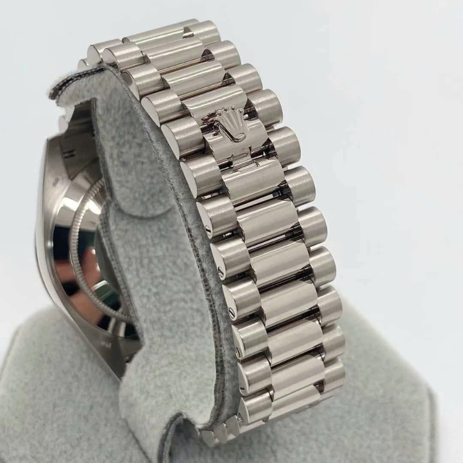 Rolex Day Date 40 Mm Platinum Silver Diamond Set Dial M228396Tbr 0011
