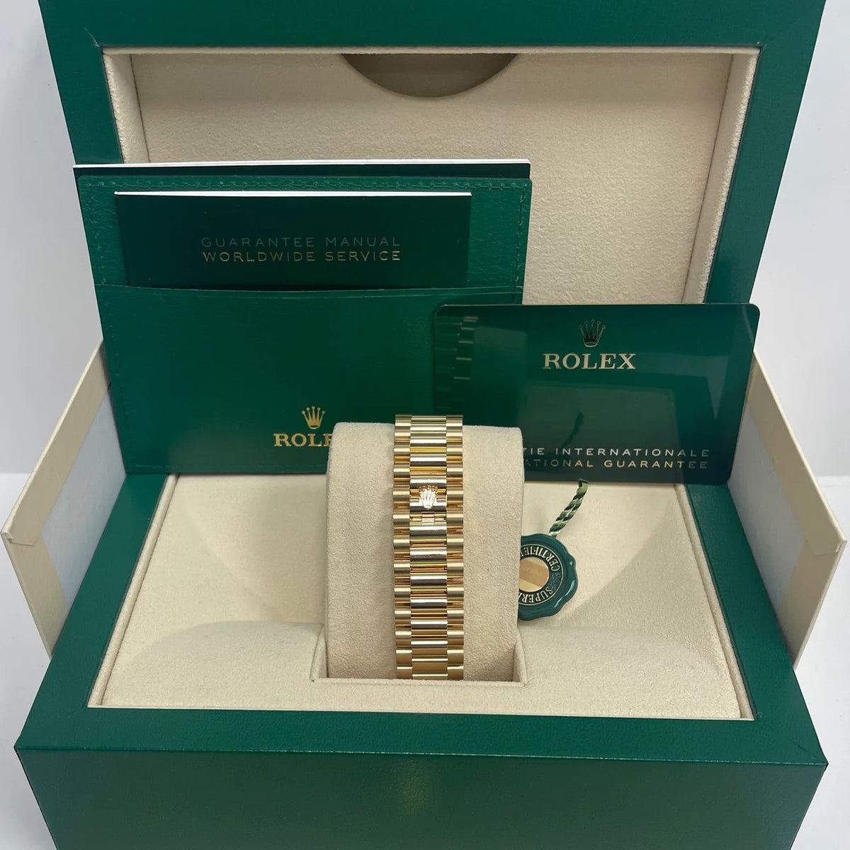 Rolex Day Date 40 Mm Yellow Gold Bright Black Dial Diamond Set Bezel President Bracelet M228398Tbr 0041