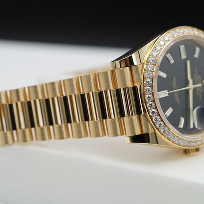 Rolex Day Date 40 Mm Yellow Gold Bright Black Diamond Set M228348Rbr 0001