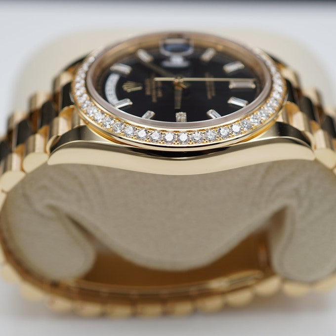 Rolex Day Date 40 Mm Yellow Gold Bright Black Diamond Set M228348Rbr 0001