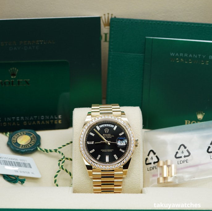 Rolex Day Date 40 Mm Yellow Gold Bright Black Diamond Set M228348Rbr 0001