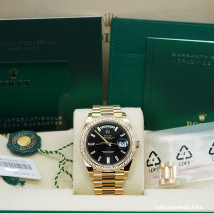 Rolex Day Date 40 Mm Yellow Gold Bright Black Diamond Set M228348Rbr 0001