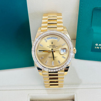 Rolex Day Date 40 Mm Yellow Gold Champagne Diamond Set Dial M228398Tbr 0002