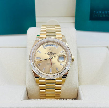 Rolex Day Date 40 Mm Yellow Gold Champagne Diamond Set Dial M228398Tbr 0002