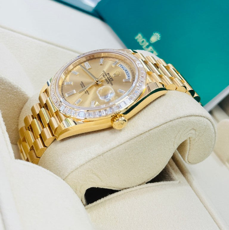Rolex Day Date 40 Mm Yellow Gold Champagne Diamond Set Dial M228398Tbr 0002
