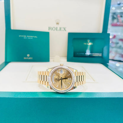 Rolex Day Date 40 Mm Yellow Gold Champagne Diamond Set Dial M228398Tbr 0002