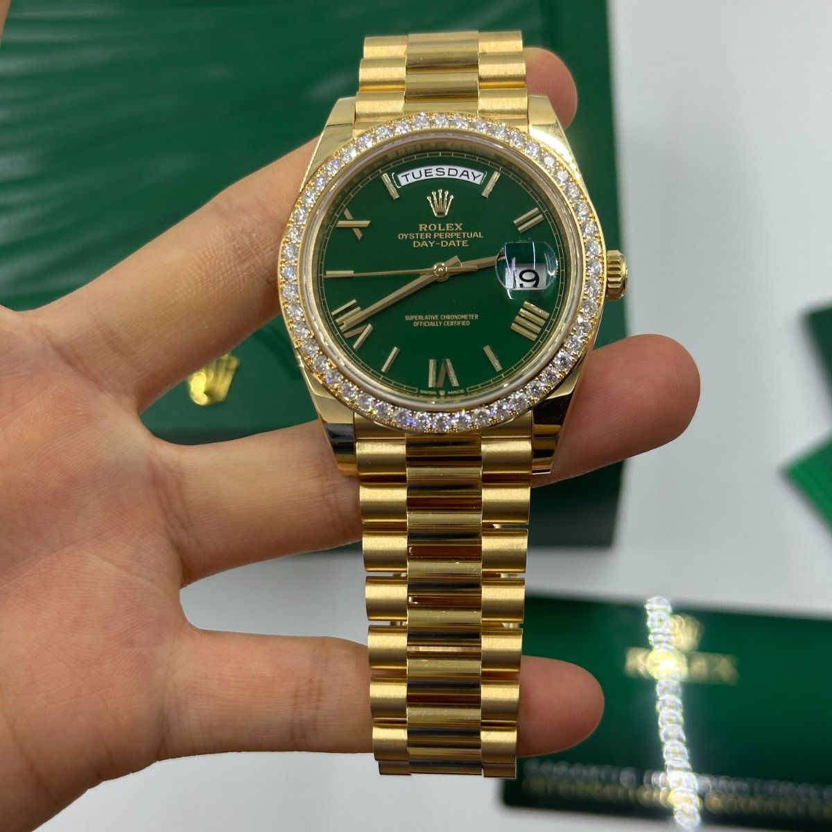 Rolex Day Date 40 Mm Yellow Gold Green Dial M228348Rbr 0040
