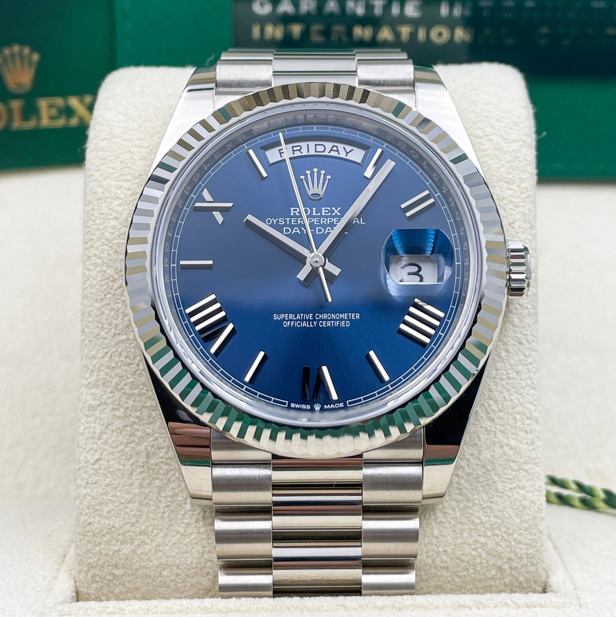 Rolex Day-Date 40 White Gold Bright Blue Dial President