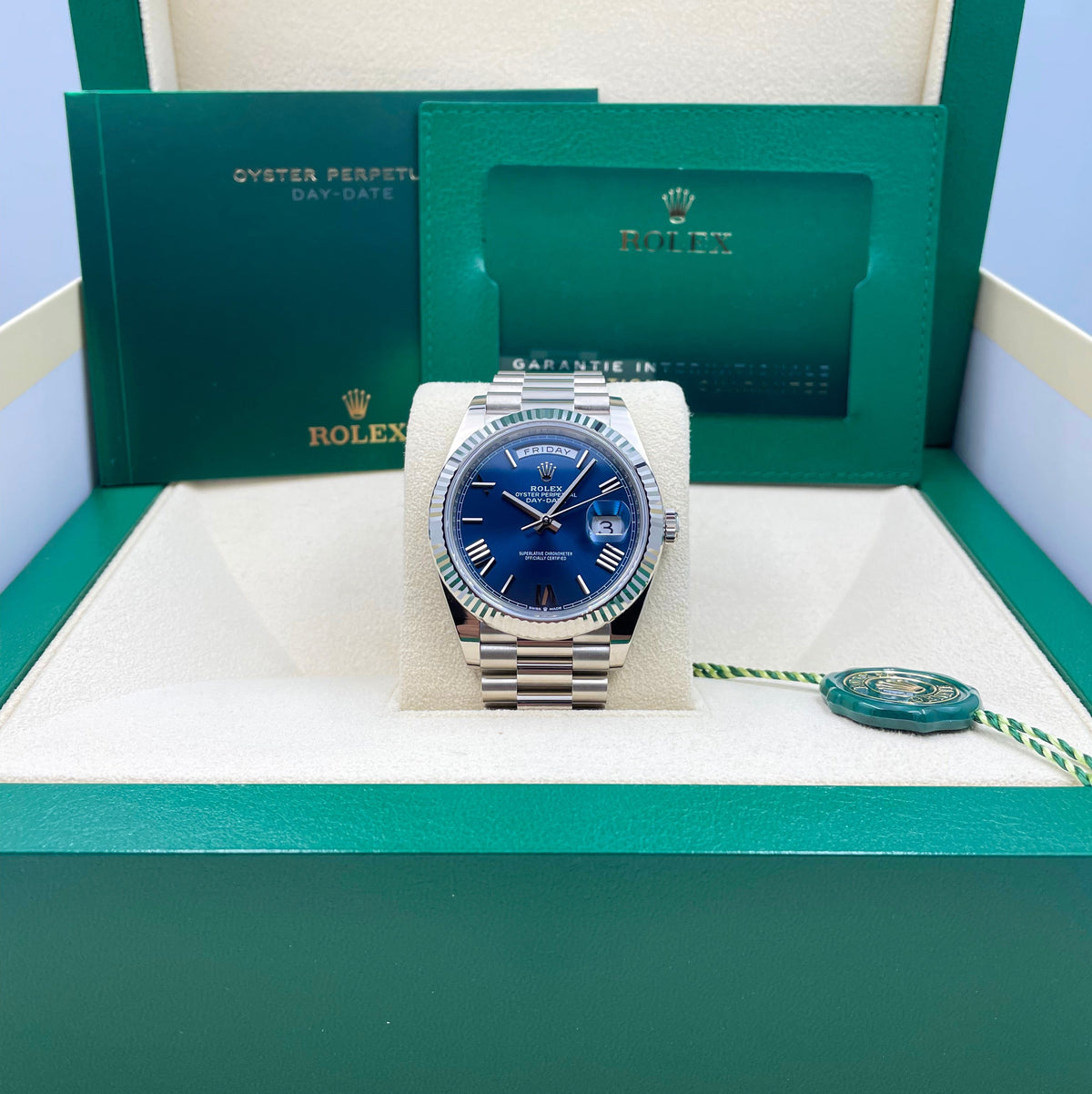 Rolex Day-Date 40 White Gold Bright Blue Dial President