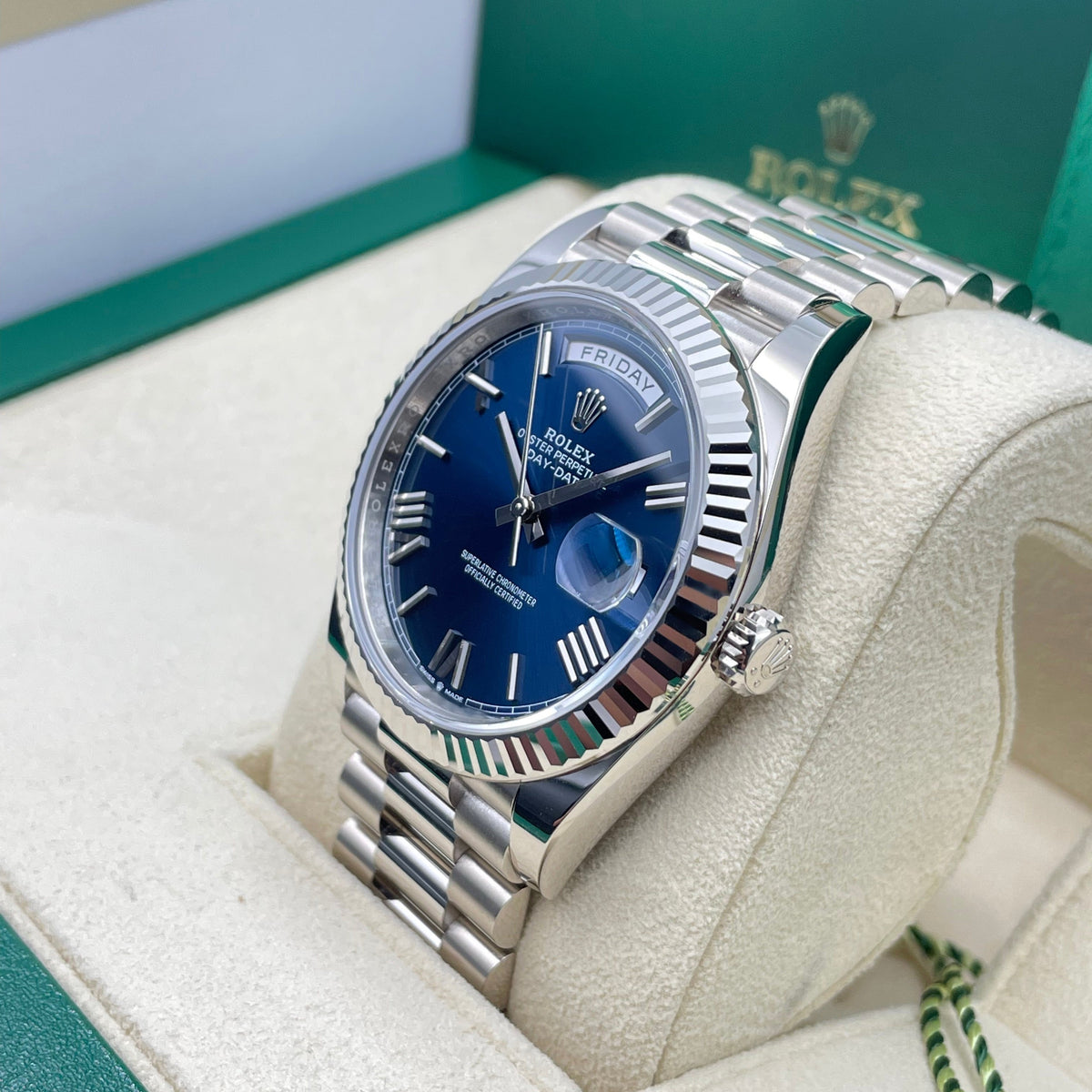 Rolex Day-Date 40 White Gold Bright Blue Dial President