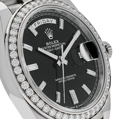 Rolex Day Date 40Mm White Gold With A Bright Black Diamond Set Dial Diamond Set Bezel And A President Bracelet M228349Rbr 0003