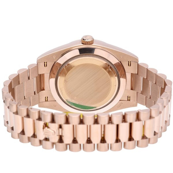 Rolex Day-Date 40mm 228235 Rose Gold Fluted Bezel Chocolate Bevelled Roman Dial President