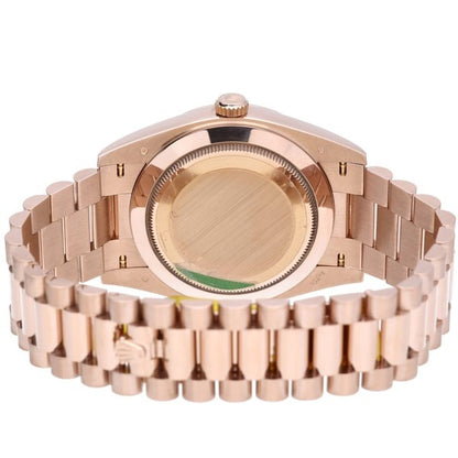 Rolex Day-Date 40mm 228235 Rose Gold Fluted Bezel Chocolate Bevelled Roman Dial President
