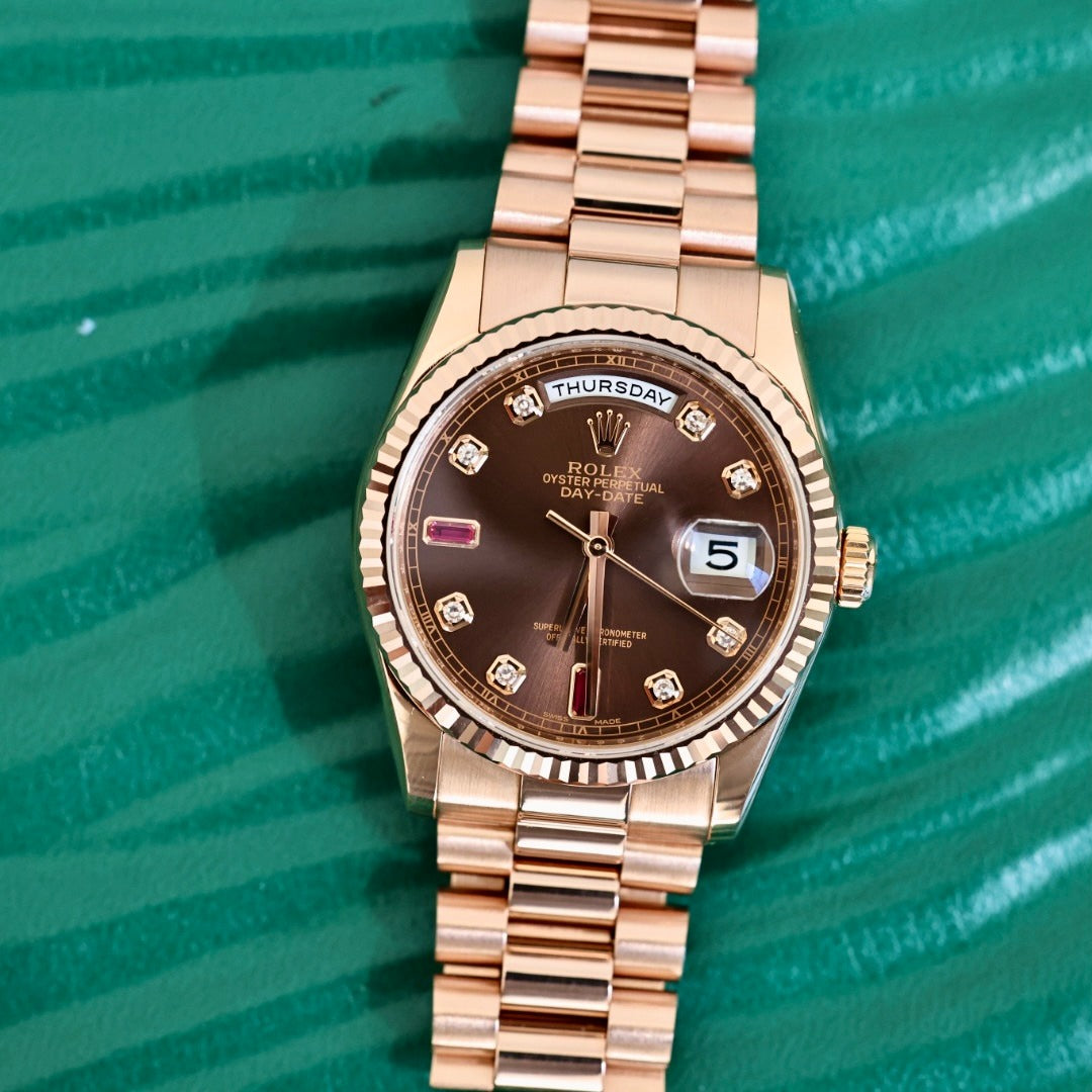 Rolex Day Date President Everose Gold Chocolate Dial 36mm 118235