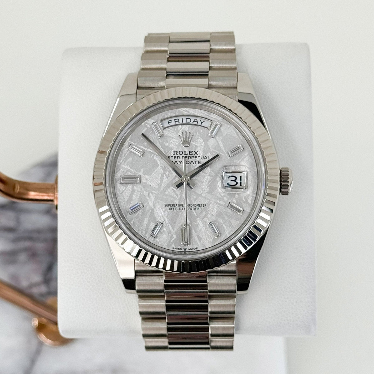 Rolex Day-Date White Gold Ref 228239 With Meteorite Dial