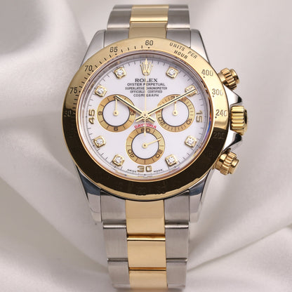 Rolex Daytona 116523-WHTD White Diamond Gold Subdials Yellow Gold Stainless Steel