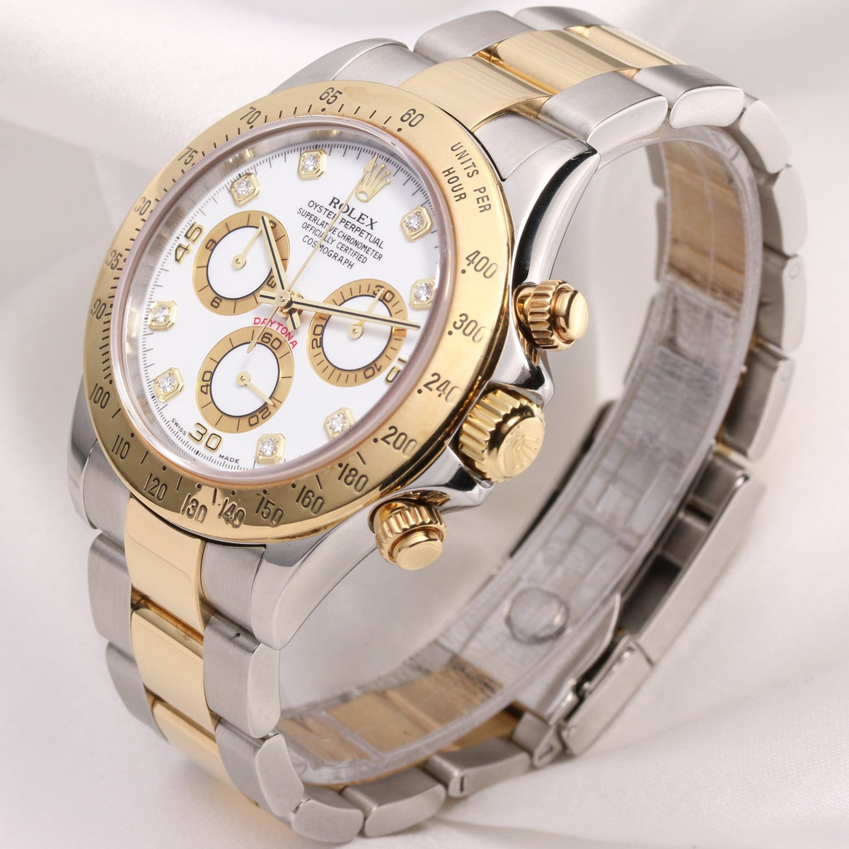 Rolex Daytona 116523-WHTD White Diamond Gold Subdials Yellow Gold Stainless Steel
