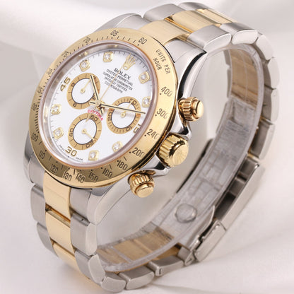 Rolex Daytona 116523-WHTD White Diamond Gold Subdials Yellow Gold Stainless Steel