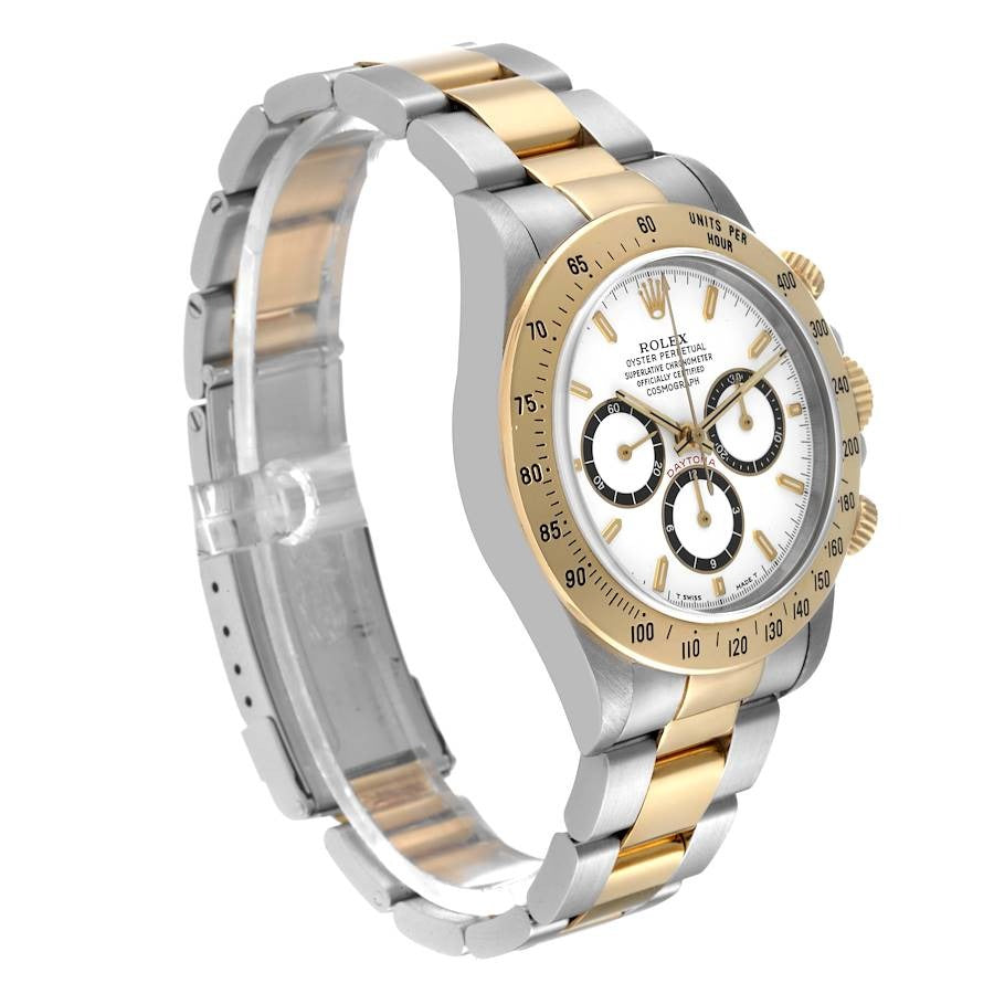 Rolex Daytona 16523 Yellow Gold Oyster White Baton Men Watch