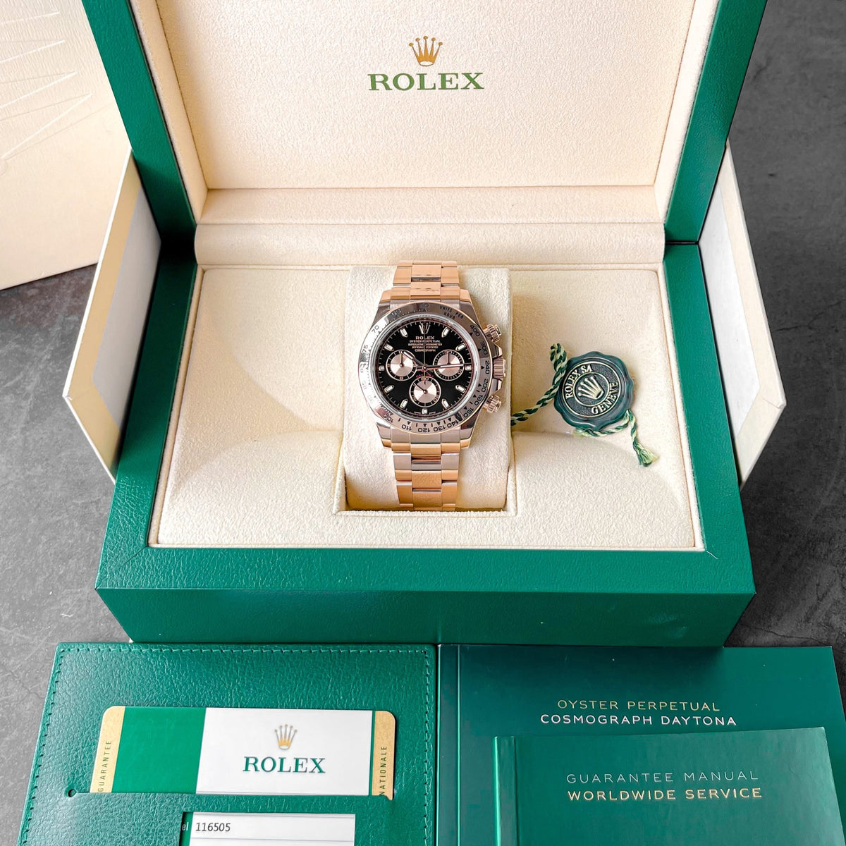 Rolex Daytona Cosmograph Oyster 40 Mm Everose Gold Bright Black And Sundust Dial M126505 0001