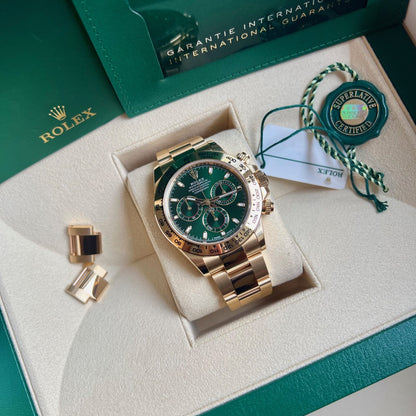 Rolex Daytona Green Dial Yellow Gold Oyster