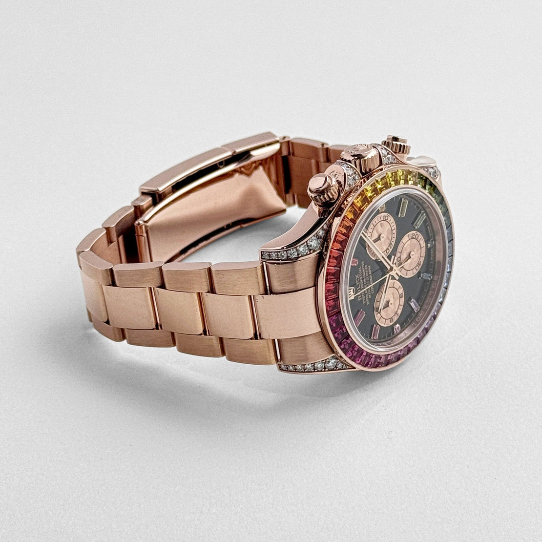 Rolex Daytona Rainbow 116595Rbow Black Dial, Diamond Bezel, Oyster Bracelet, Rose Gold Watch