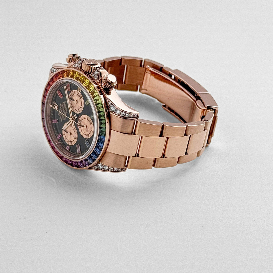 Rolex Daytona Rainbow 116595Rbow Black Dial, Diamond Bezel, Oyster Bracelet, Rose Gold Watch