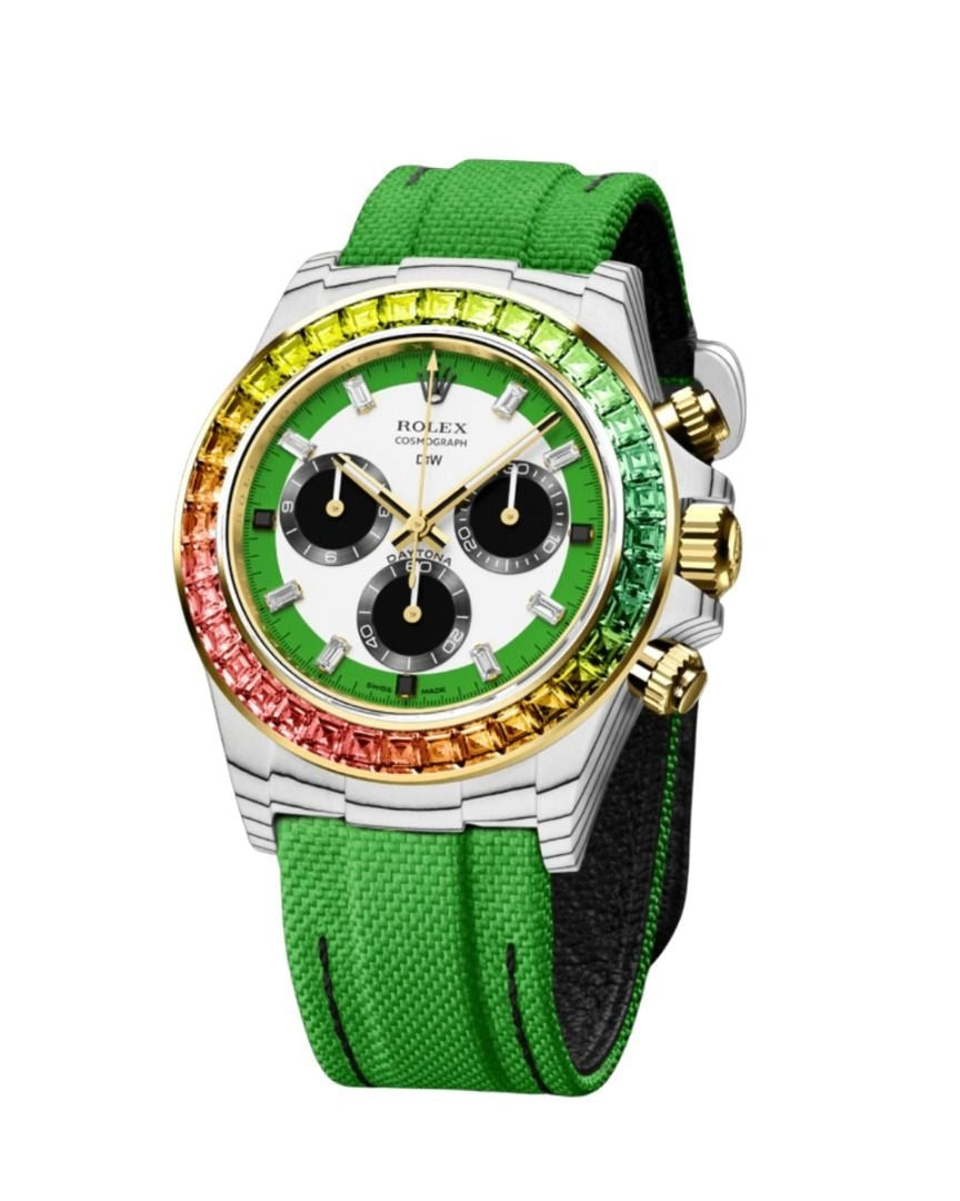 Rolex DiW Rainbow Wild Green Daytona